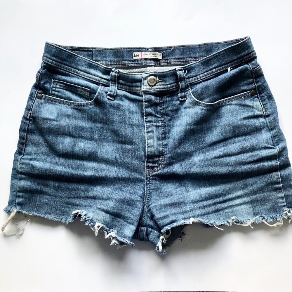 Vintage Lee High-rise Denim Cutoff Shorts - Picture 1 of 13